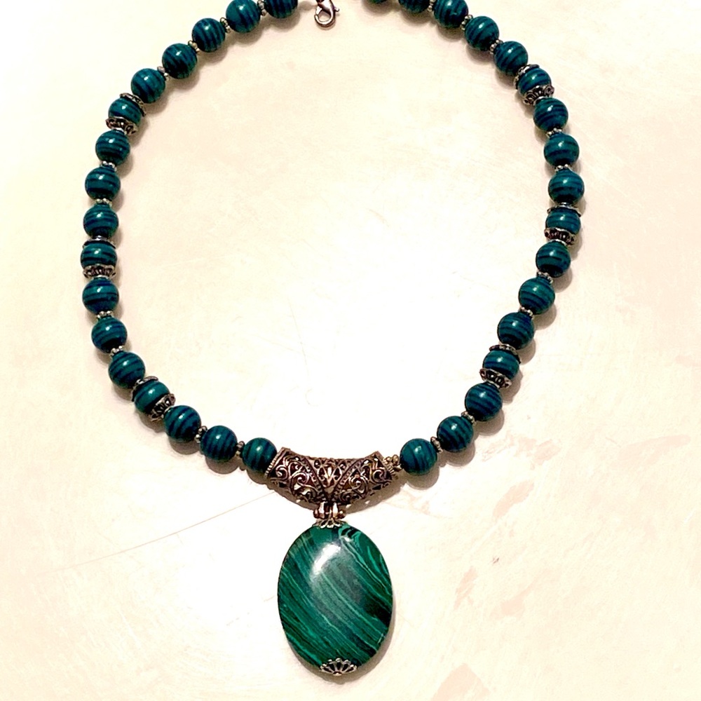 Vintage Green Beaded Necklace